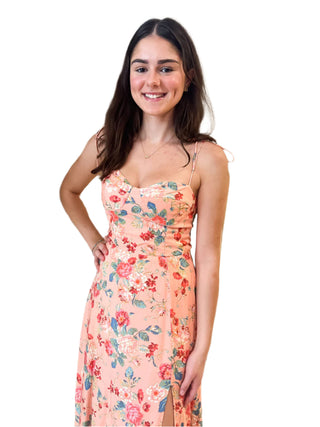 Light pink floral print summer dress.