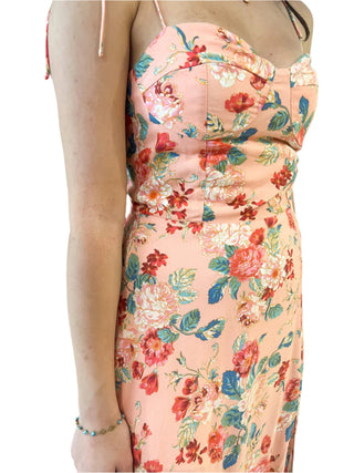 Close up of floral print midi dress