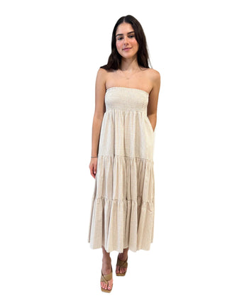 Gingham maxi skirt that can also be worn as a dress.