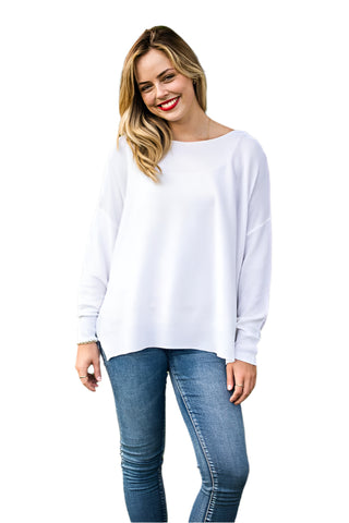 Light- weight white long sleeve relaxed knit.
